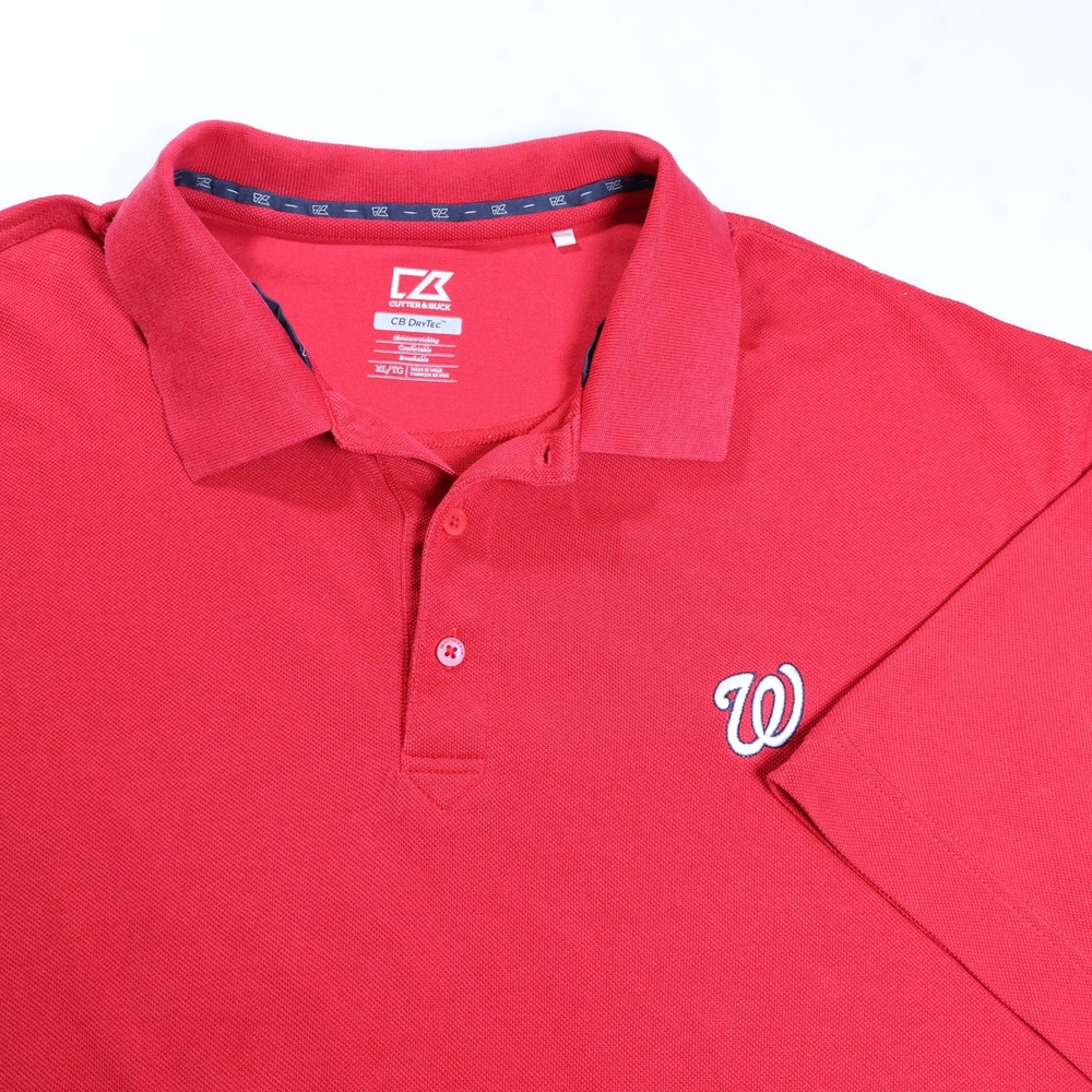 Cutter & Buck Mens Washington Nationals Red Polo Shirt XL CB DryTec‎